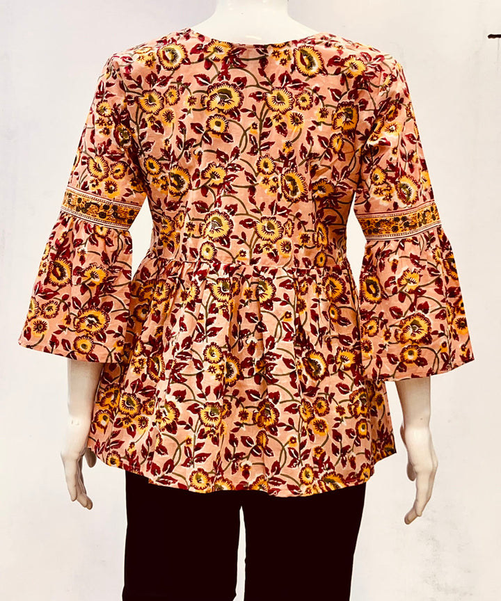 Multicolor handblock printed cotton top