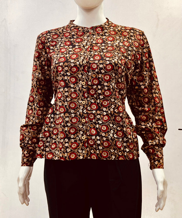 Multicolor kalamkari handblock printed cotton top