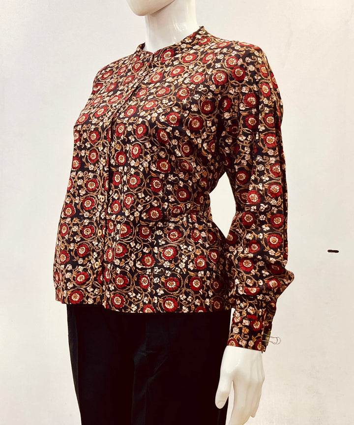 Multicolor kalamkari handblock printed cotton top