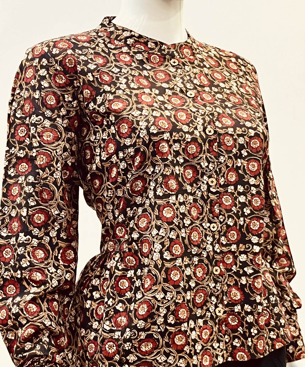 Multicolor kalamkari handblock printed cotton top