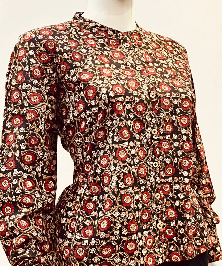 Multicolor kalamkari handblock printed cotton top