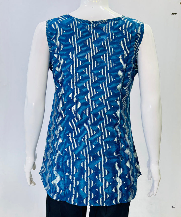 Black kalamkari handblock printed cotton top