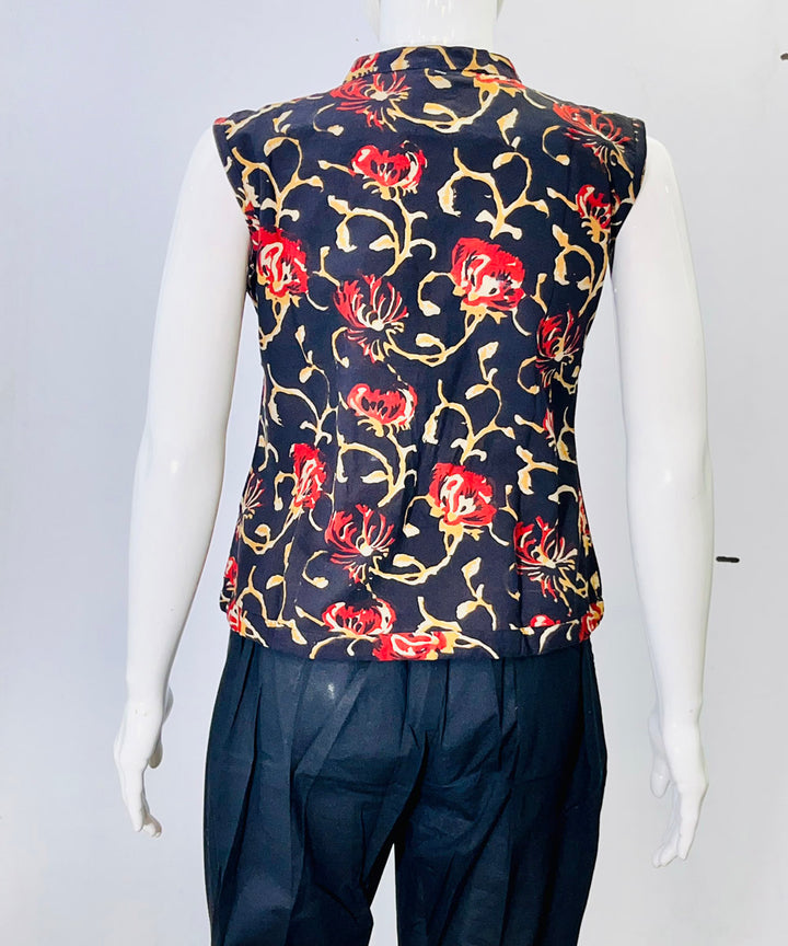 Indigo natural dyed handblock cotton printed top