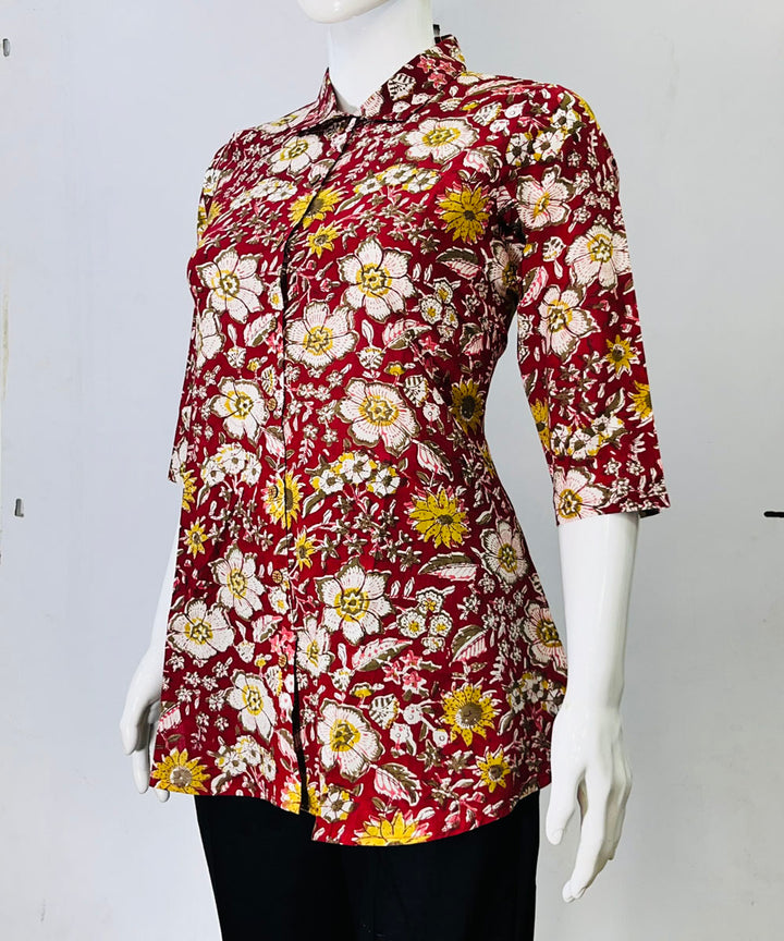 Multicolor handblock cotton printed top