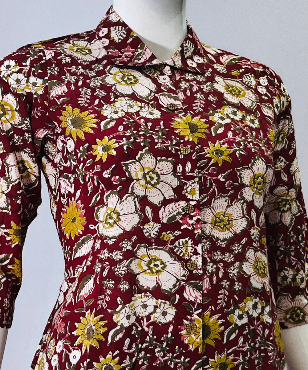 Multicolor handblock cotton printed top