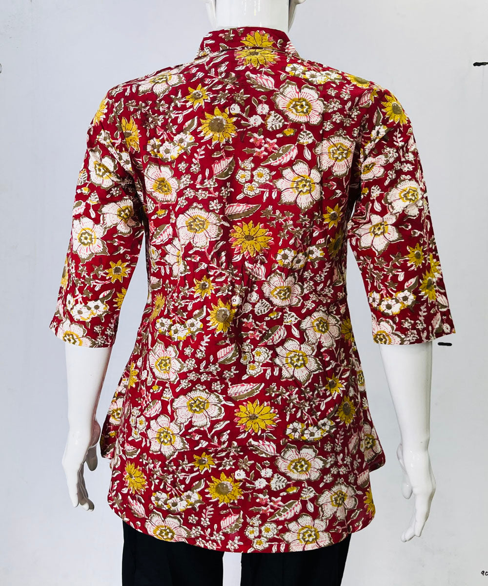 Multicolor handblock cotton printed top
