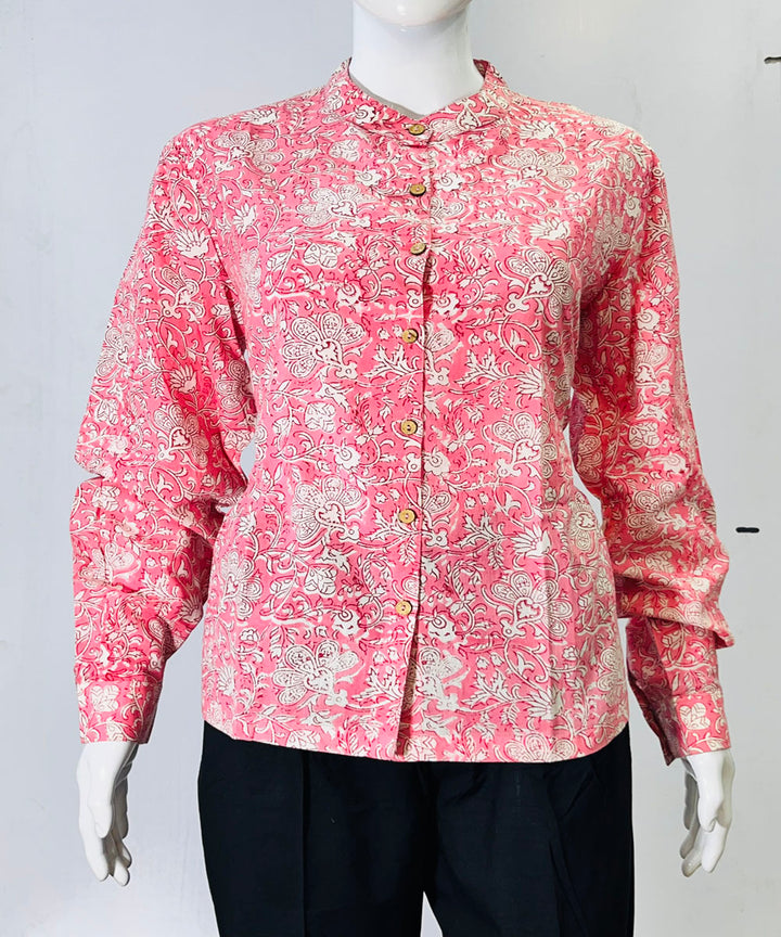 Pink handblock printed cotton top