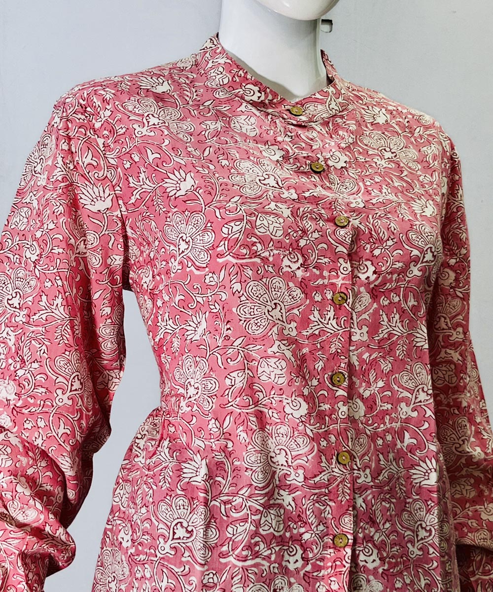 Pink handblock printed cotton top