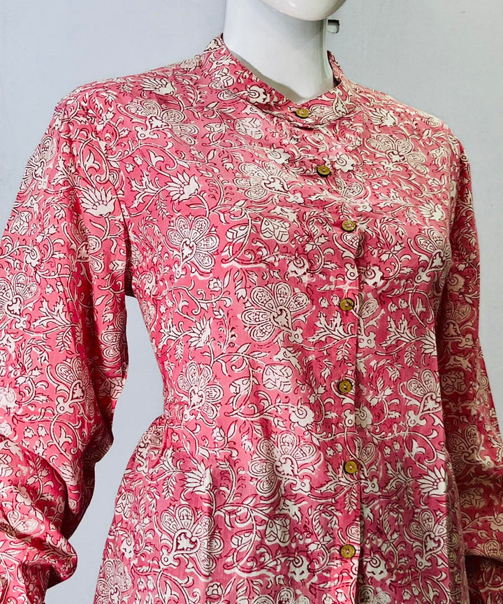 Pink handblock printed cotton top