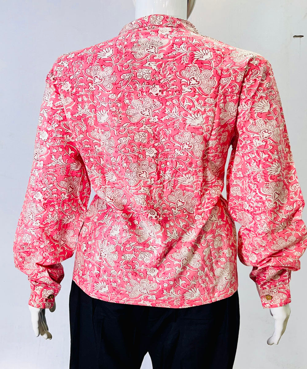 Pink handblock printed cotton top