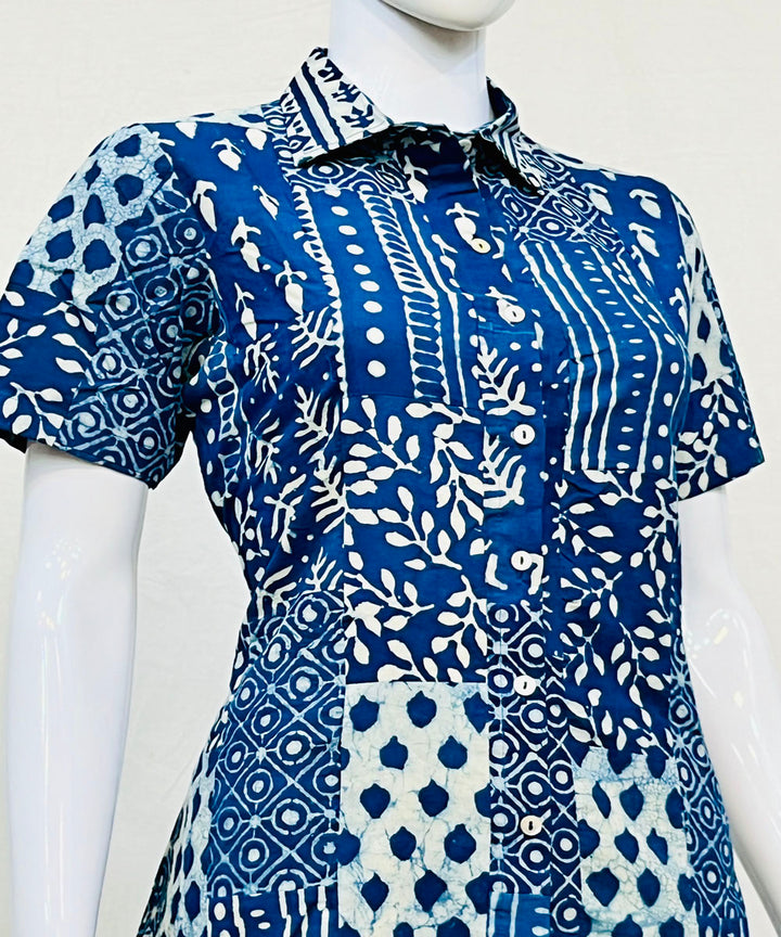 Indigo handblock print cotton top