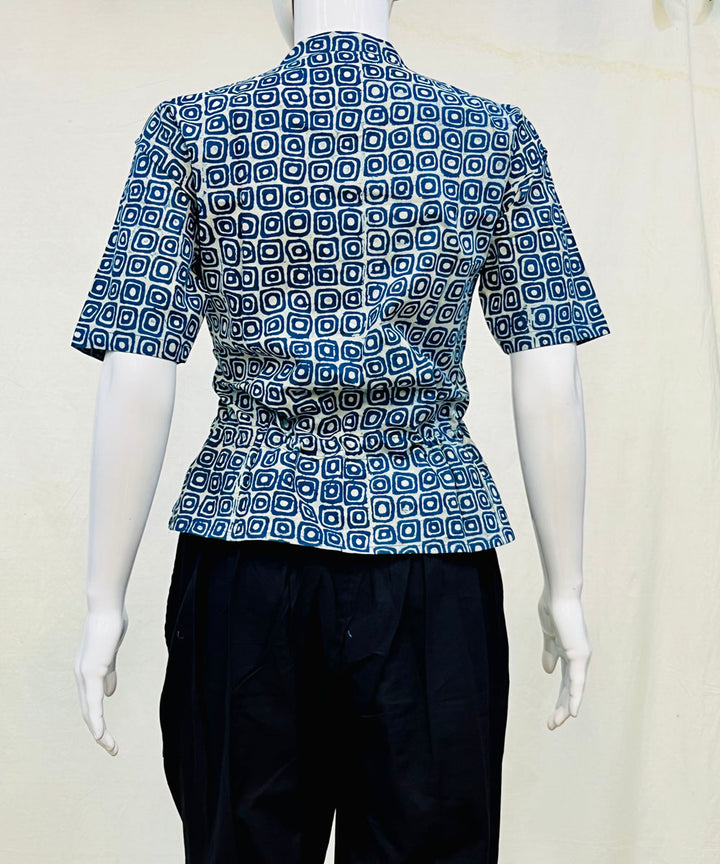 Indigo cotton handblock printed top