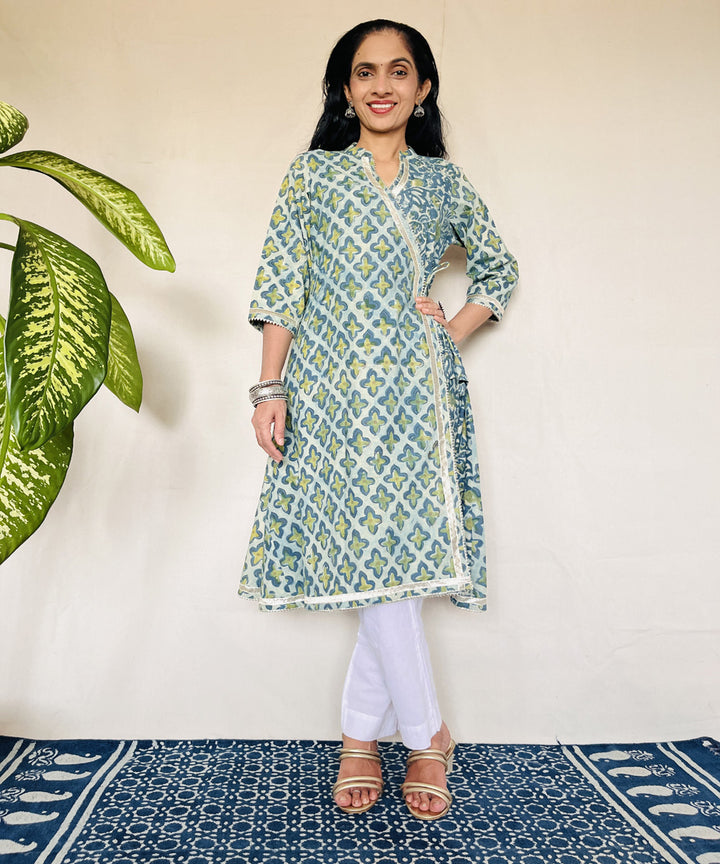 Pista ajrakh dabo hand block printed cotton kurti