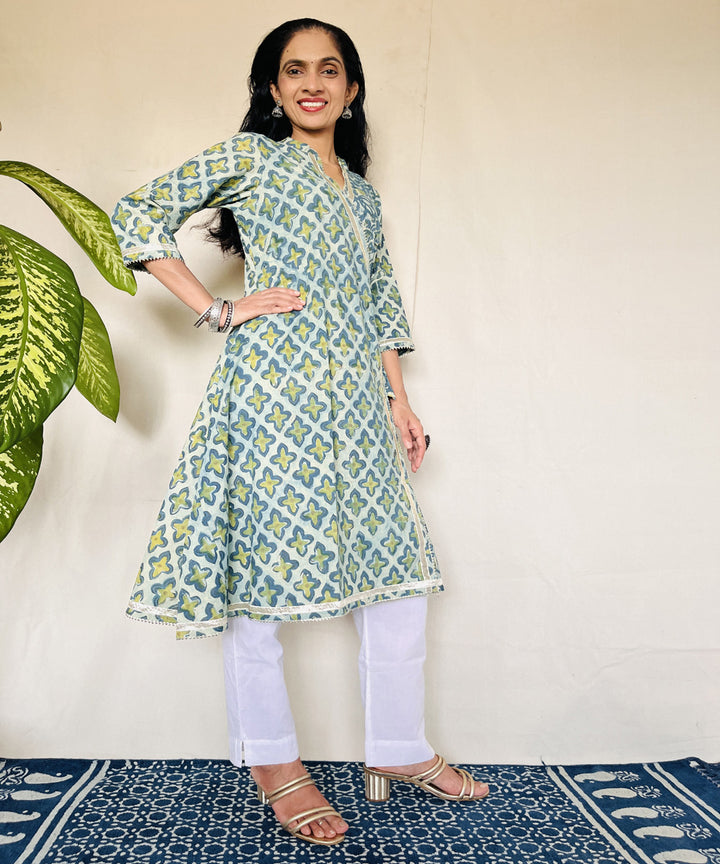 Pista ajrakh dabo hand block printed cotton kurti