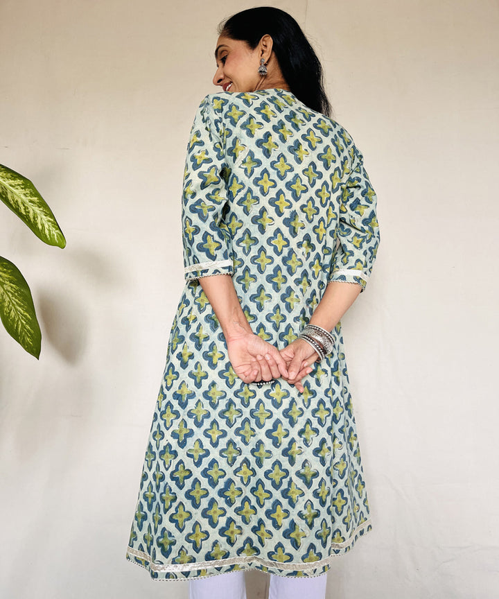 Pista ajrakh dabo hand block printed cotton kurti