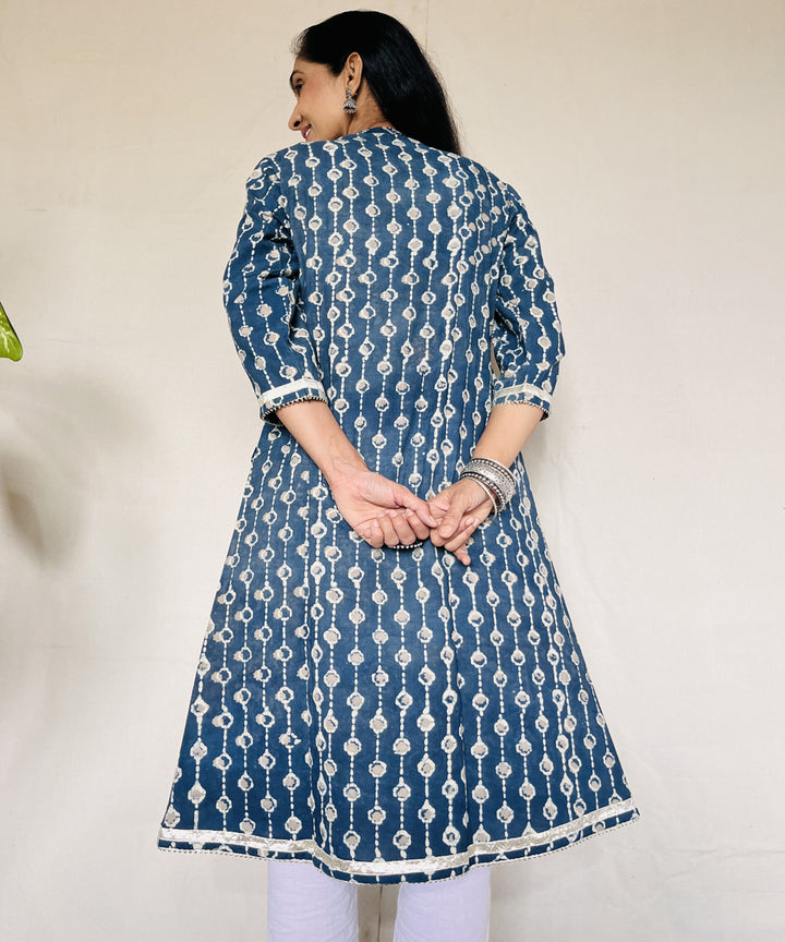 Indigo ajrakh dabo hand block printed cotton kurti