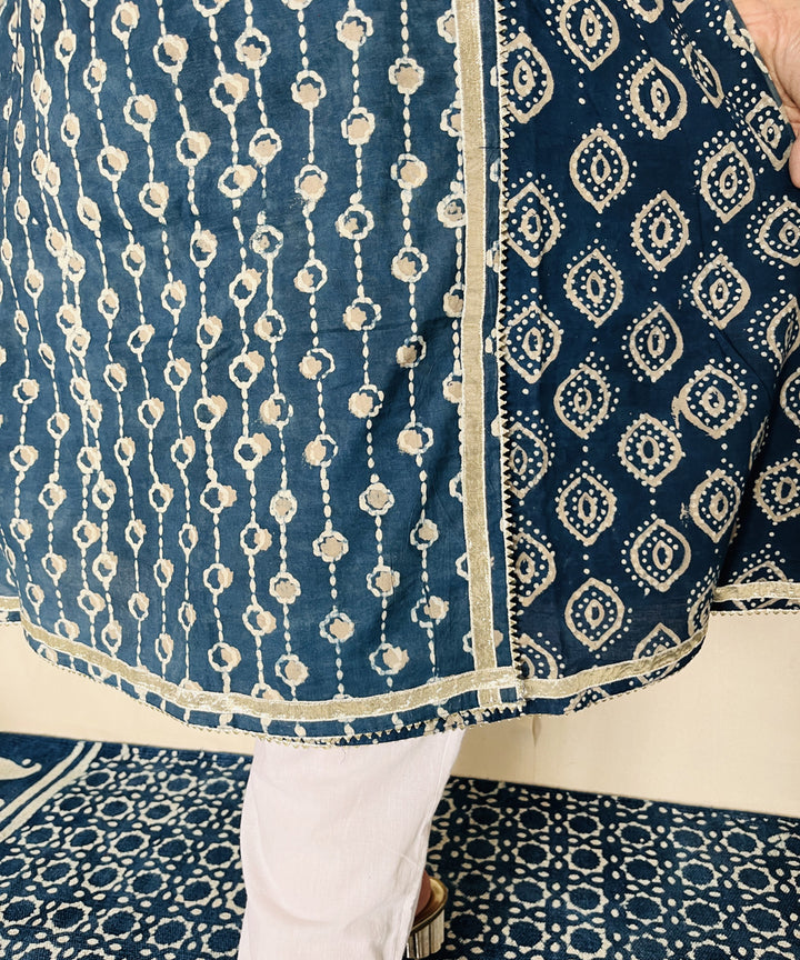 Indigo ajrakh dabo hand block printed cotton kurti