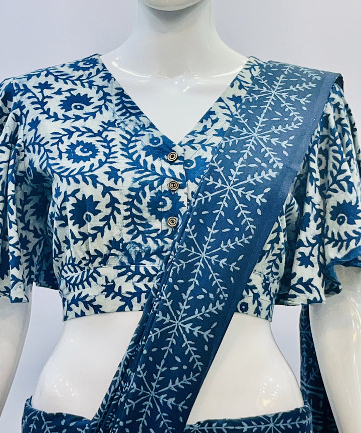 Indigo dyed cotton handspun handwoven blouse