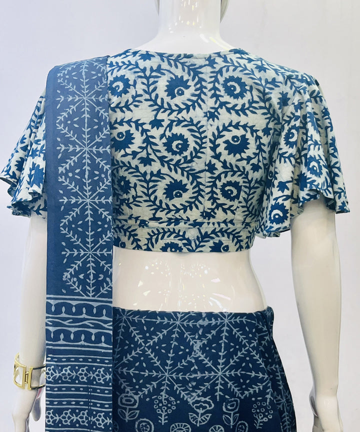 Indigo dyed cotton handspun handwoven blouse