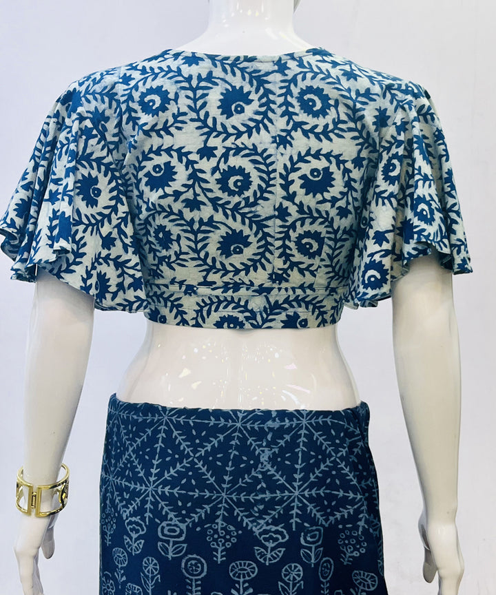 Indigo dyed cotton handspun handwoven blouse