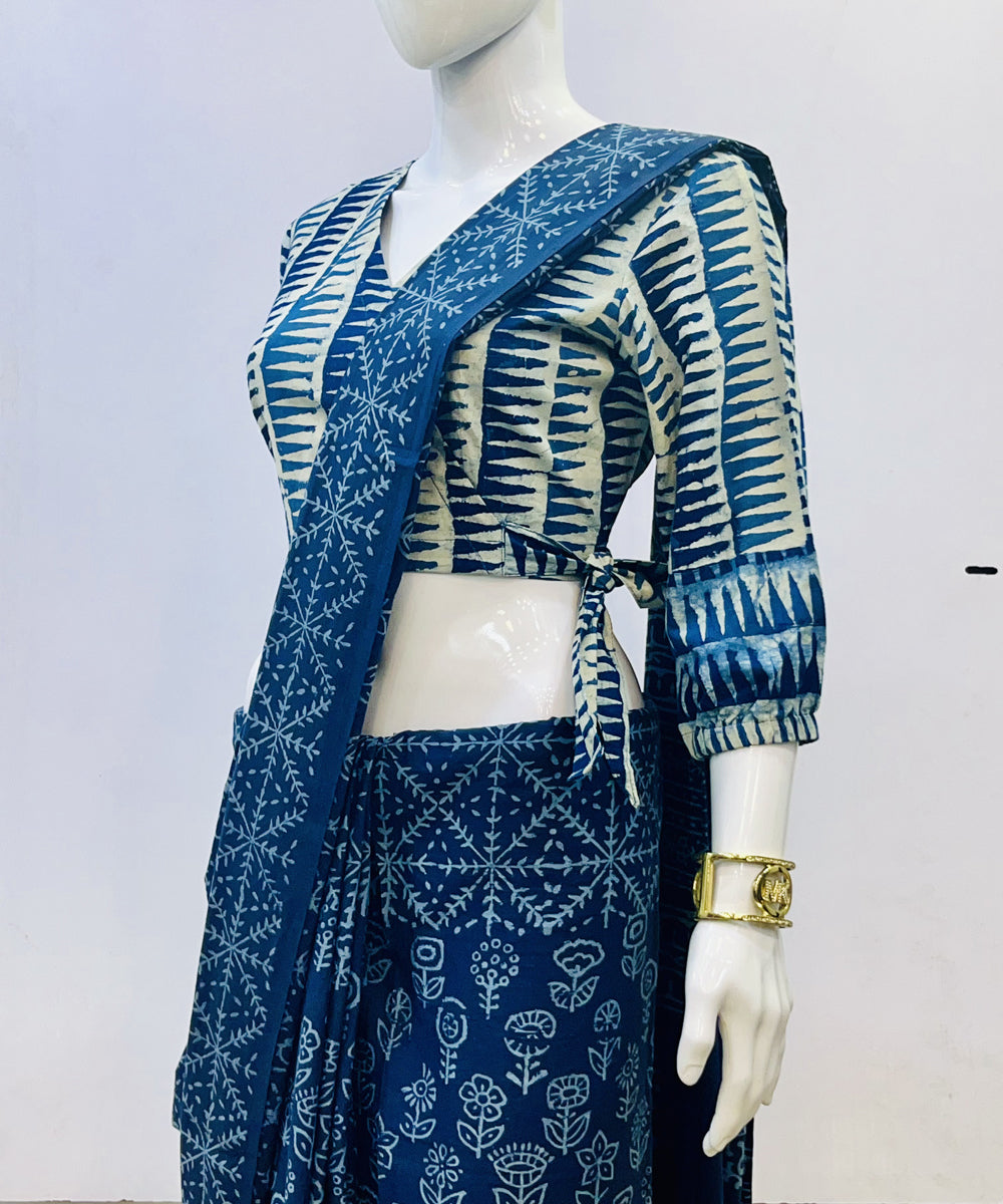 Indigo dyed cotton handspun handloom blouse