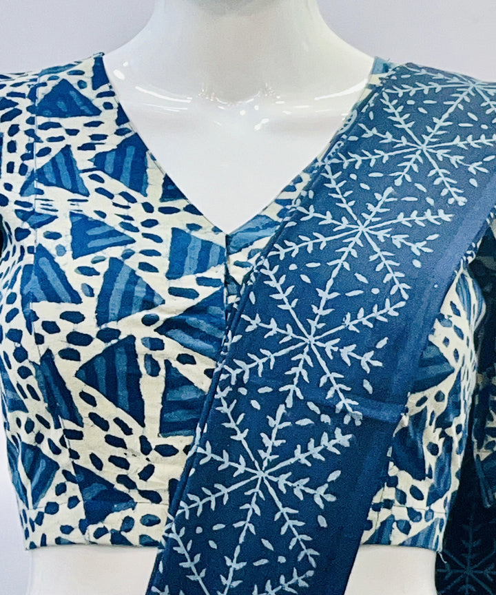 Indigo dyed handspun handwoven cotton padded blouse