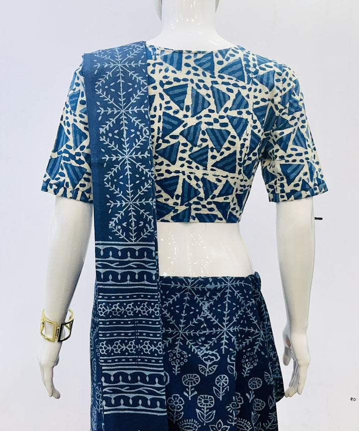 Indigo dyed handspun handwoven cotton padded blouse