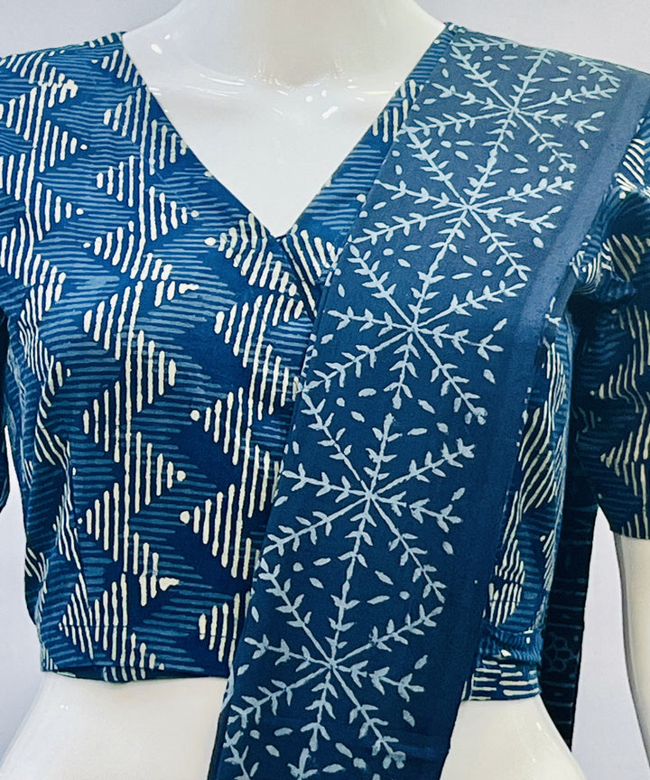 Indigo dyed handspun handwoven cotton blouse