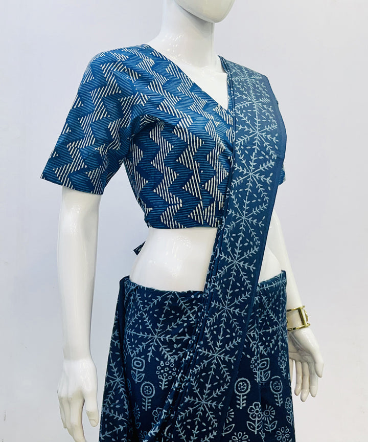 Indigo dyed handspun handwoven cotton blouse