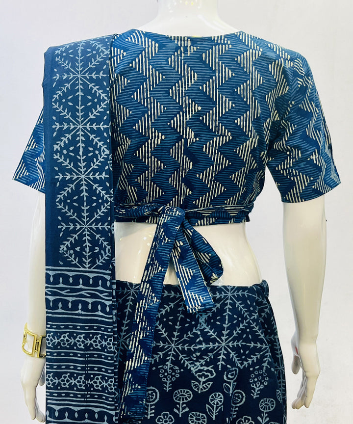 Indigo dyed handspun handwoven cotton blouse