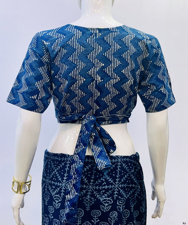 Indigo dyed handspun handwoven cotton blouse