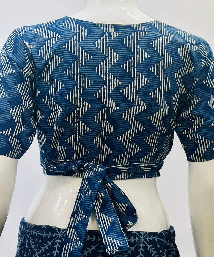 Indigo dyed handspun handwoven cotton blouse