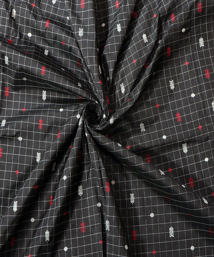 Black checked handwoven silk bomkai fabric