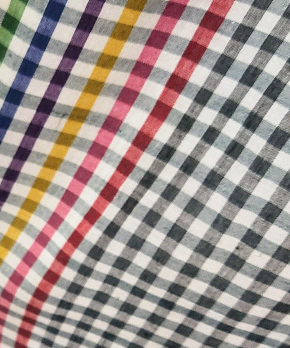 Black white check handwoven cotton stole