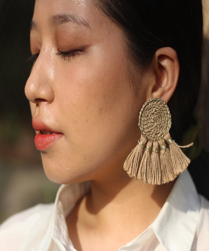 Jute tassel handcrafted earring