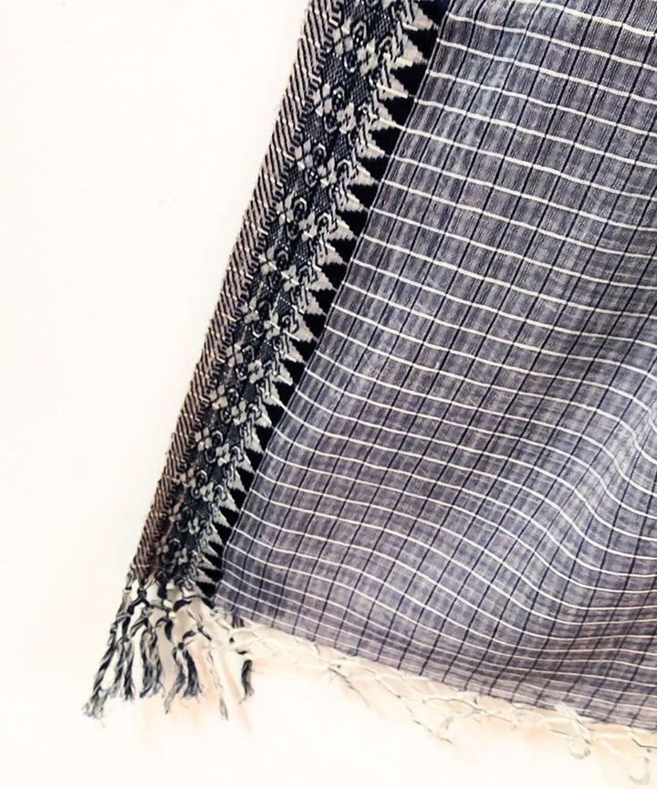 Black white check handloom cotton stole