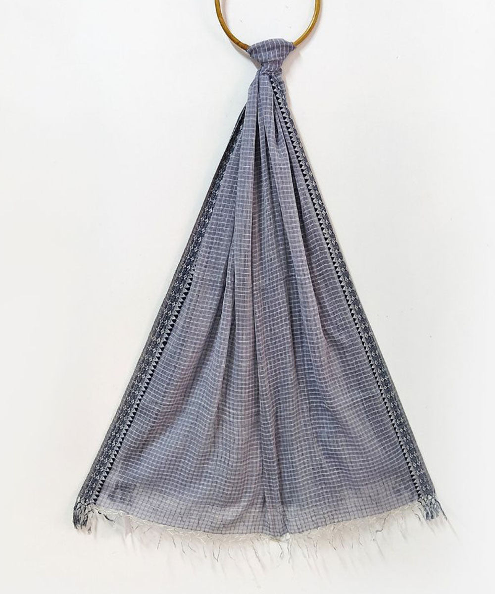 Black white check handloom cotton stole