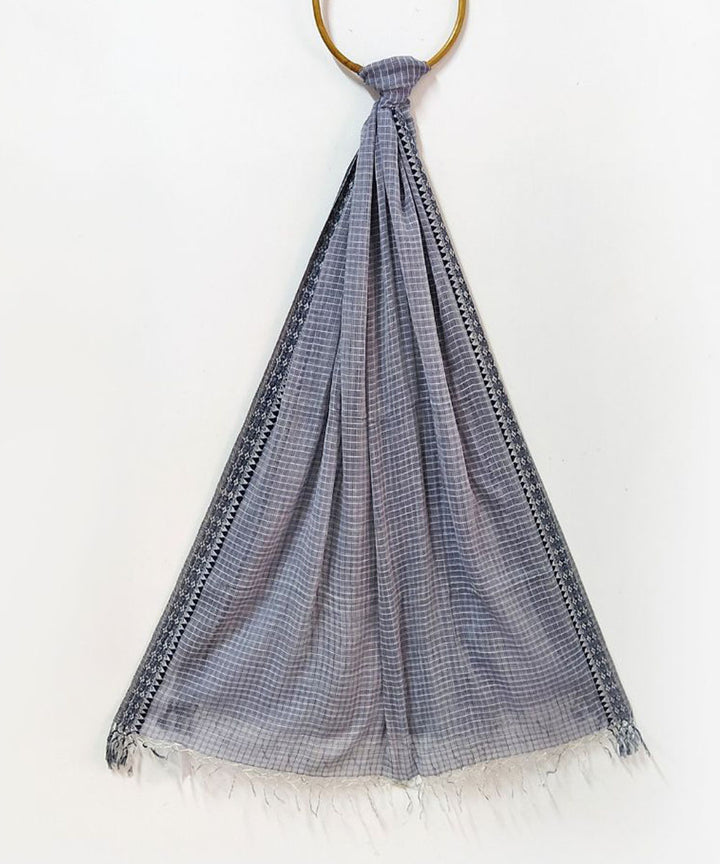 Black white check handloom cotton stole