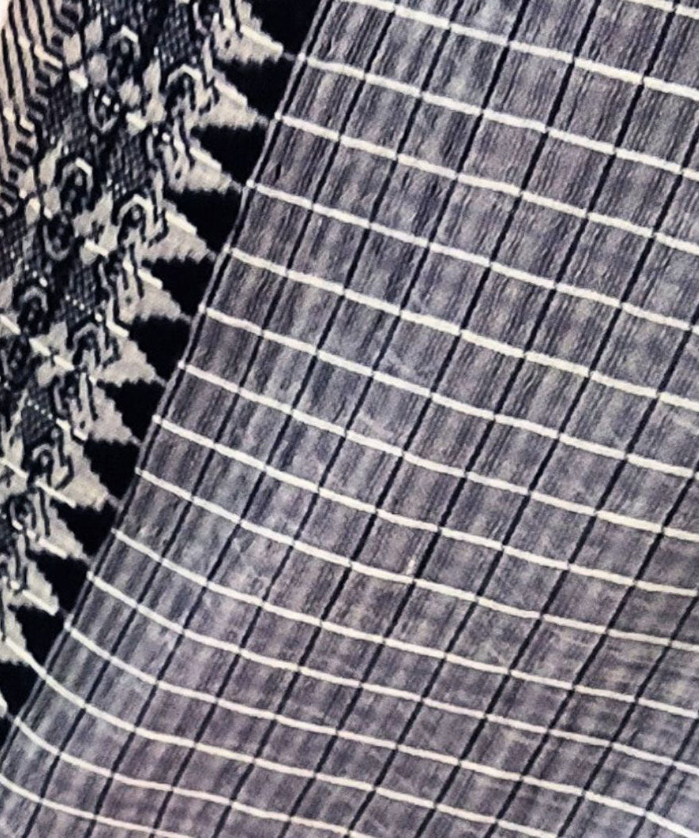 Black white check handloom cotton stole