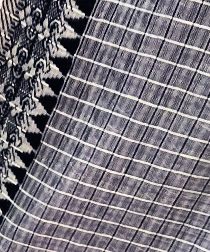 Black white check handloom cotton stole