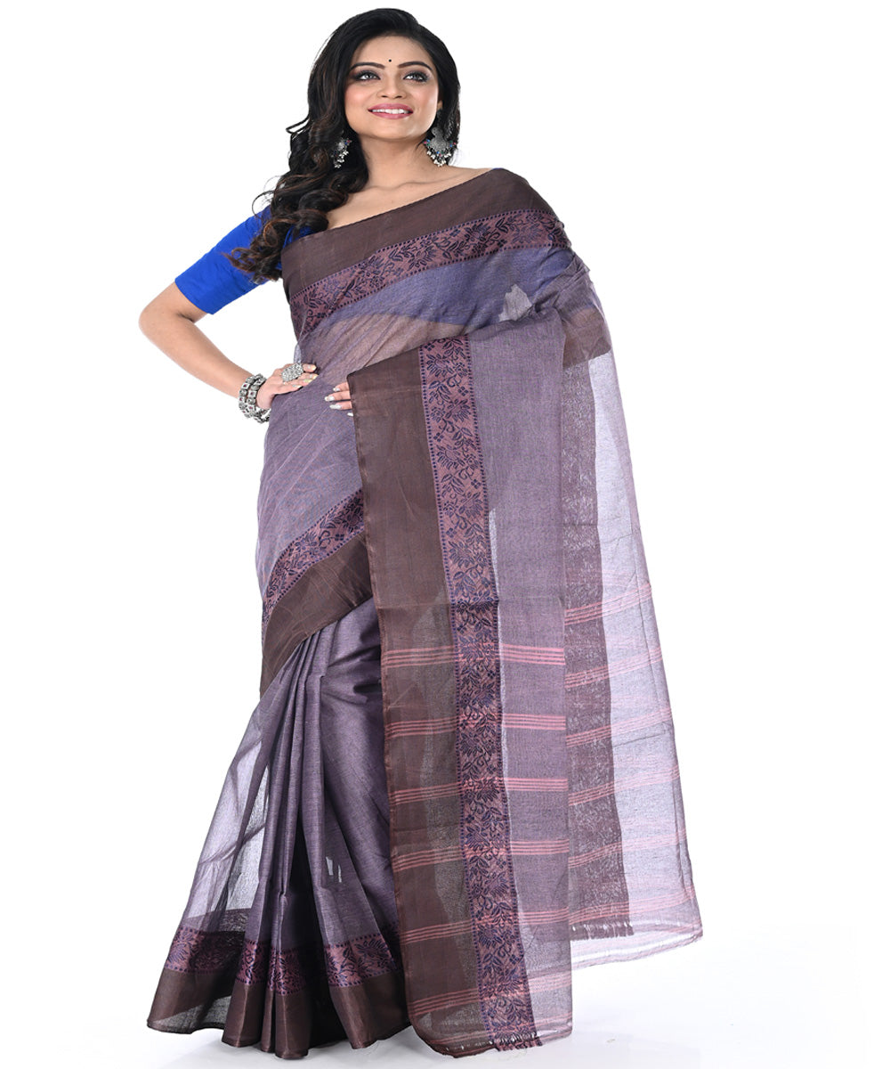 Magenta handwoven tangail cotton saree