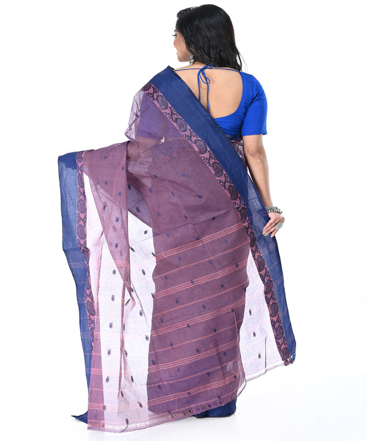 Magenta handwoven cotton tangail saree