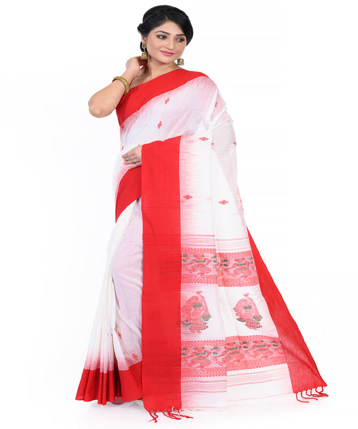 White red handloom cotton tangail saree