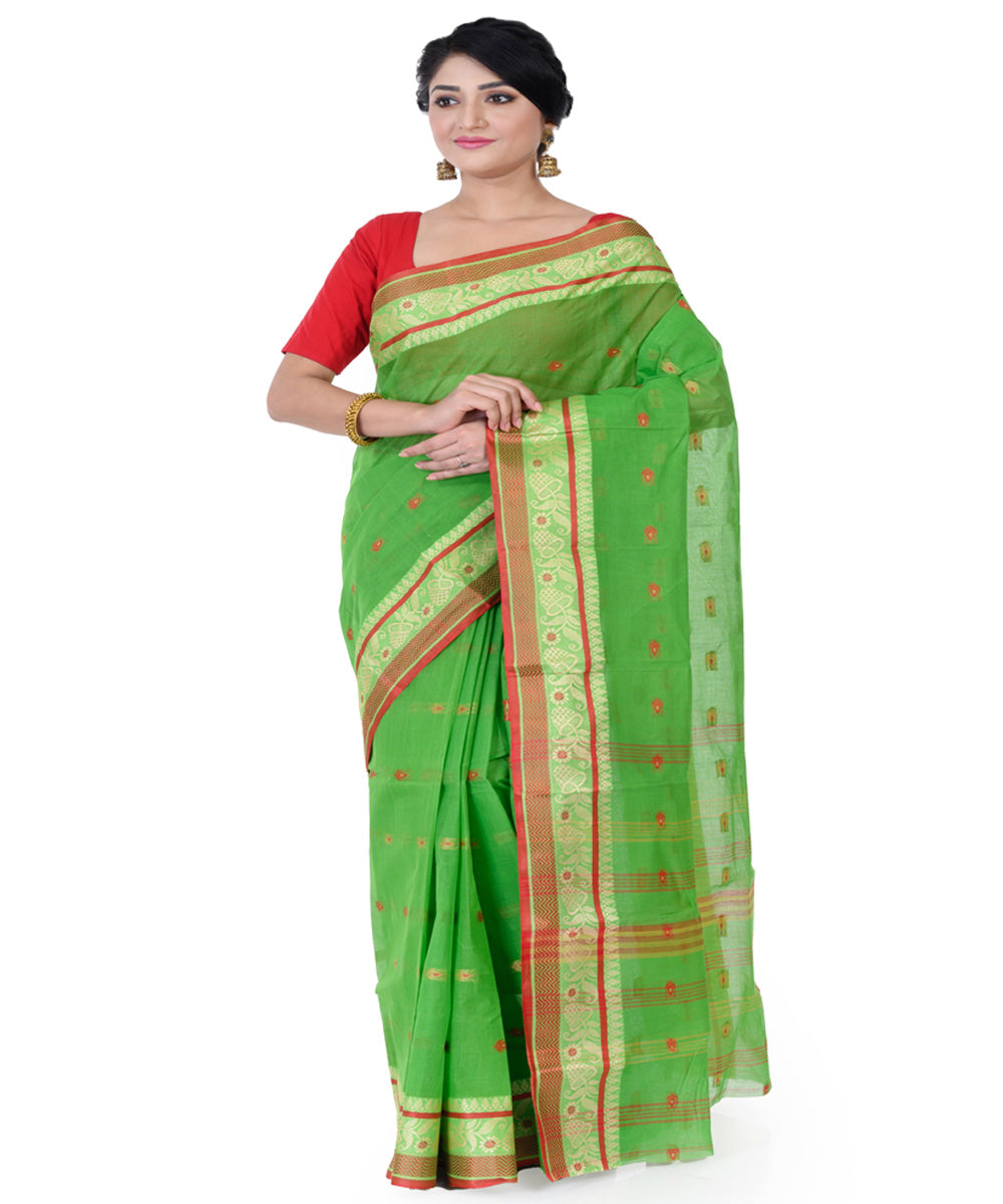 Light green handloom tangail cotton saree