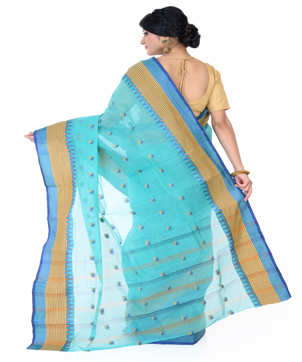 Sky blue handloom cotton tangail saree