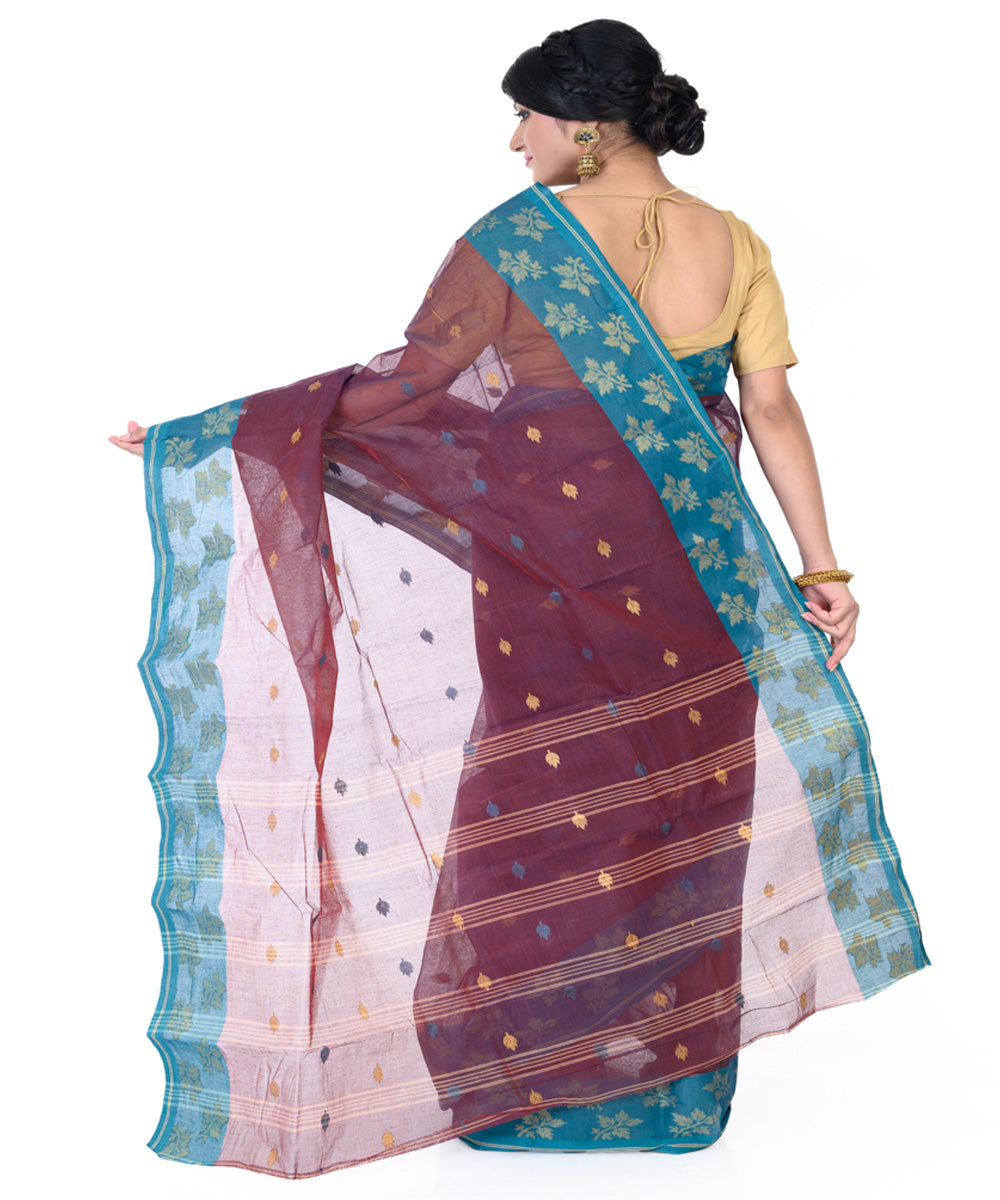 Magenta handloom tangail cotton saree