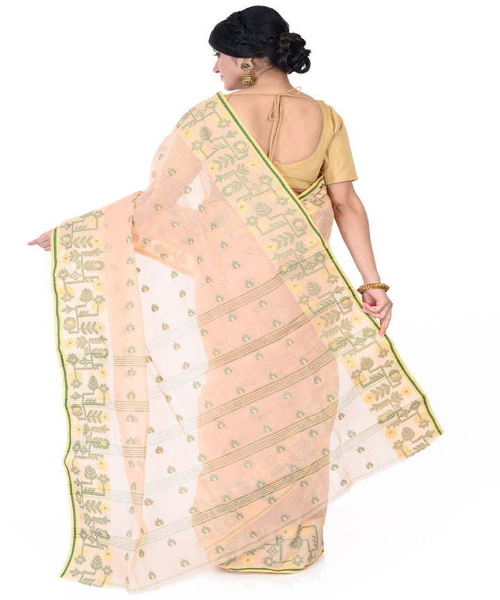 Beige handloom tangail cotton saree