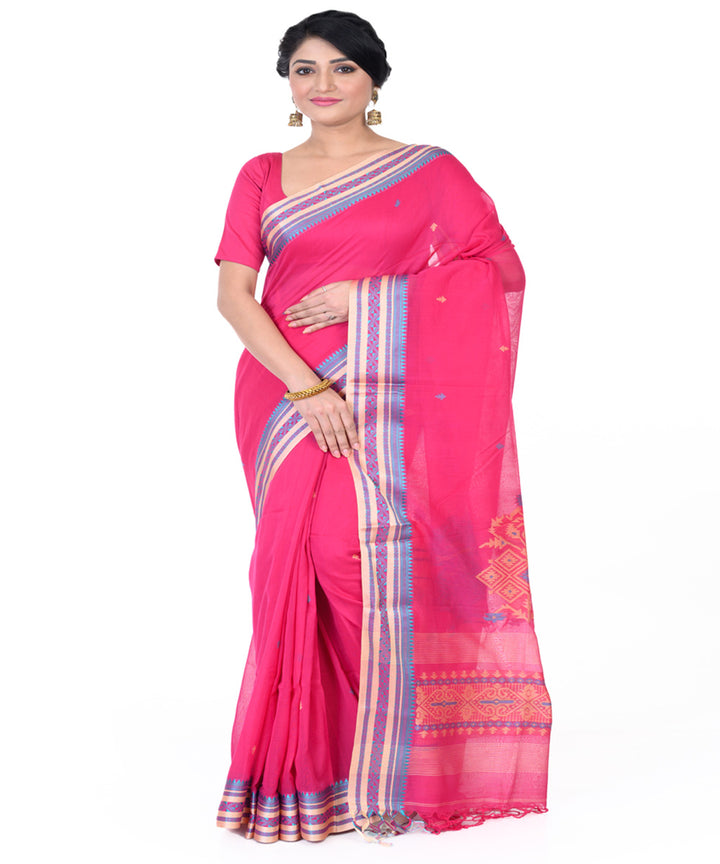 Pink cotton handloom tangail saree