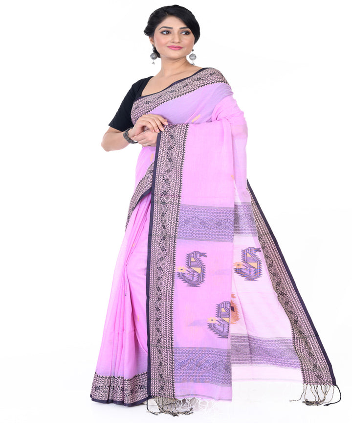 Pink tangail cotton handloom saree