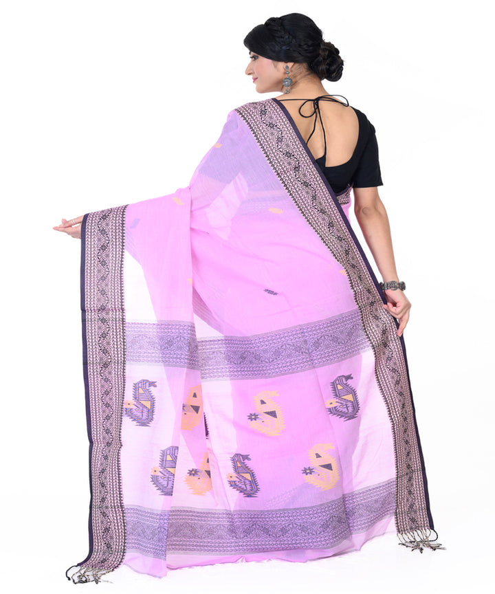 Pink tangail cotton handloom saree